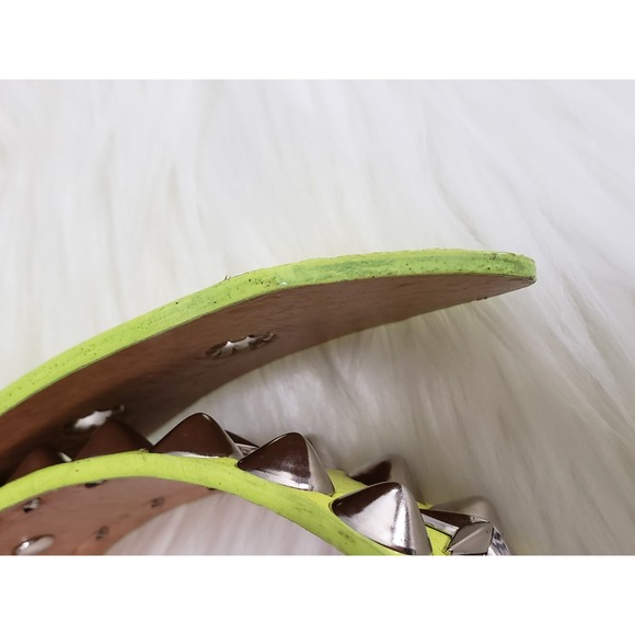 LIME GREEN METAL STUDDED CANVAS BELT PUNK PLUS MOD RAVE ROCK STAR STAR EMO main image 9